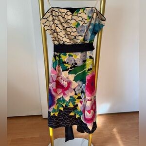 Moulinette Soeurs black floral strapless dress